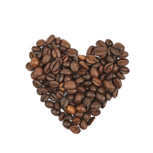 心形咖啡豆隔离的桩