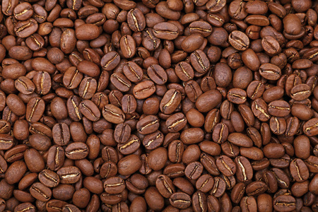 阿拉比卡咖啡豆背景顶视图