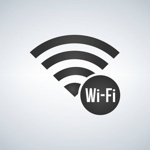 wifi 连接信号图标与标志在圈子.现代背景下的矢量插画照片