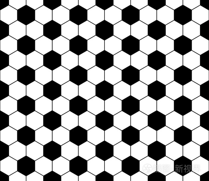 矢量现代无缝几何图案足球黑色和白色