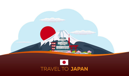 东京猫猫图去日本旅游.东京.山.矢量图照片