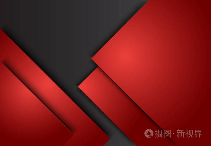 红色和黑色抽象层的几何背景卡, 安