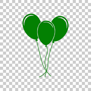 气球设置标志。在透明背景上的暗绿色图标
