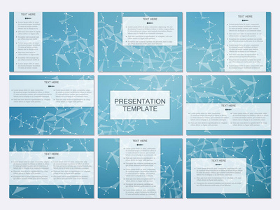 现代商业演示文稿模板在 A4 大小的集。抽象背景与分子结构 Dna 和神经元。医学 科学 技术的概念。可缩放矢量图形