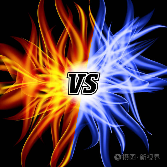 vs 字母.火焰战斗背景设计.竞争理念.斗争的象征