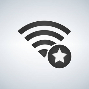 Wifi 连接信号图标与收藏夹星在圈子。现代背景下的矢量插画