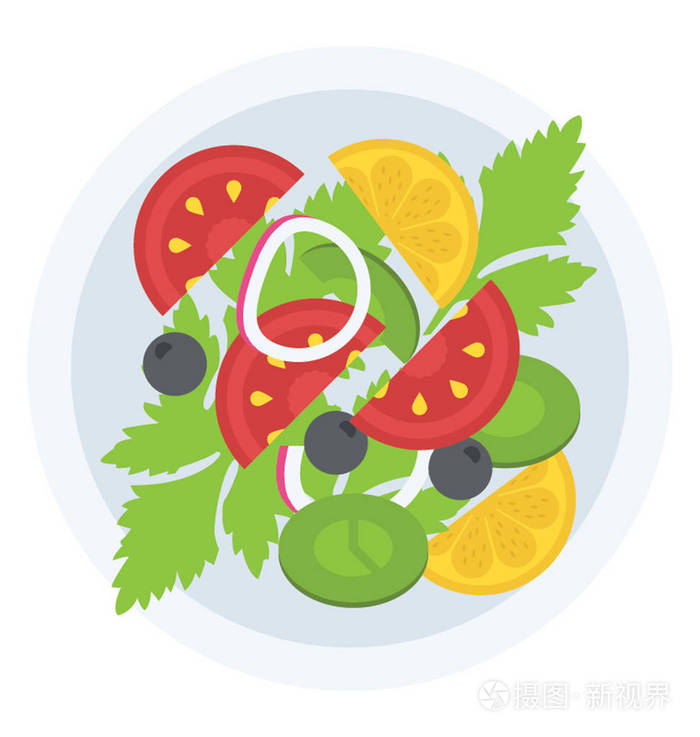 健康可口的蔬菜沙拉盘子