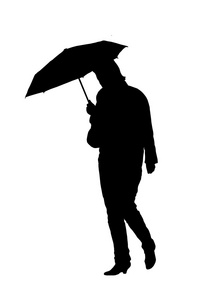 一把伞的女人的剪影