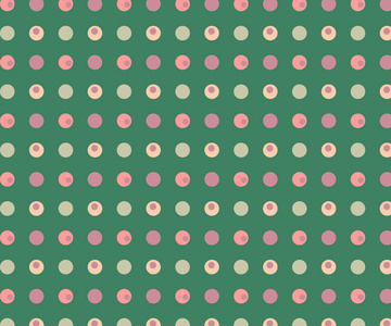 绿色背景与多彩多姿的点。可用于包装纸。矢量