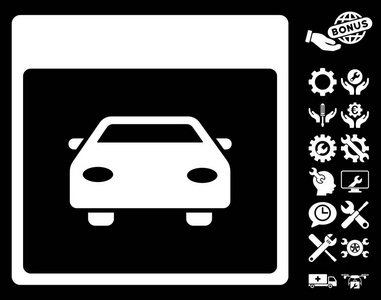 汽车车日历页矢量图标与奖金