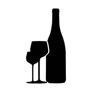 剪影单色与酒瓶和酒杯照片
