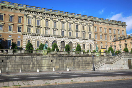 在斯德哥尔摩，瑞典皇家宫殿的视图
