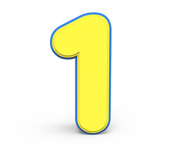 可爱的黄色数字 1插画