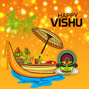 快乐 Vishu 背景的矢量插图