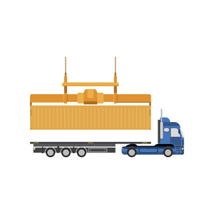 大货车与容器矢量图