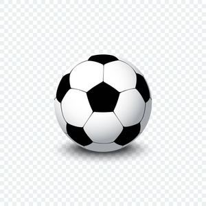 足球。现实的足球球或足球与阴影在透明的背景。足球球图标