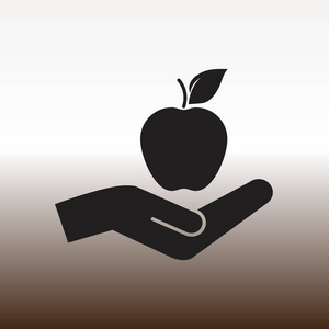 苹果在手网图标, 向量例证在梯度褐色和白色