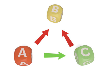 aBC 彩色立方体带箭头, 业务成功概念 a