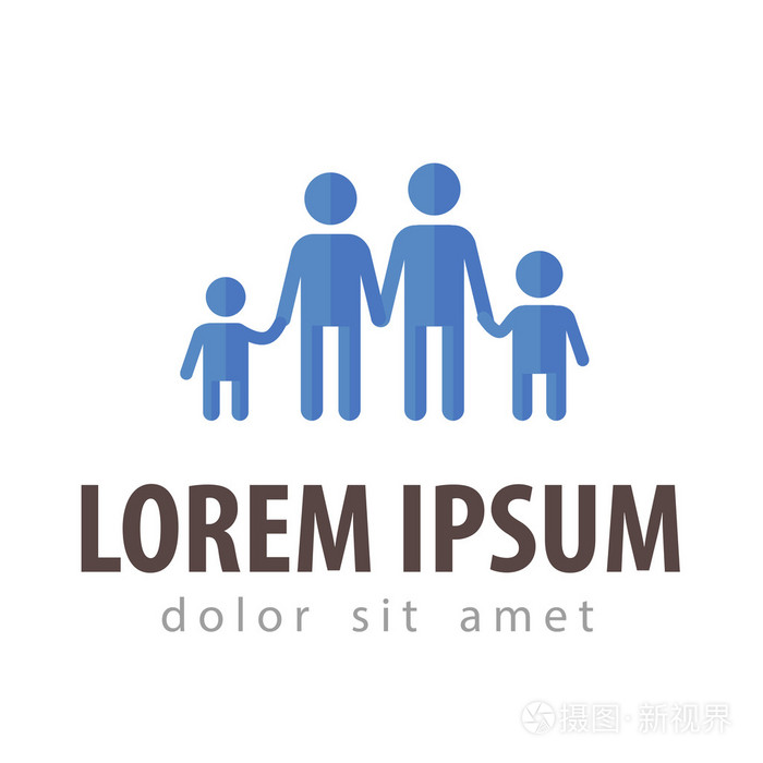 家庭矢量 logo 设计模板.子女或父母的图标