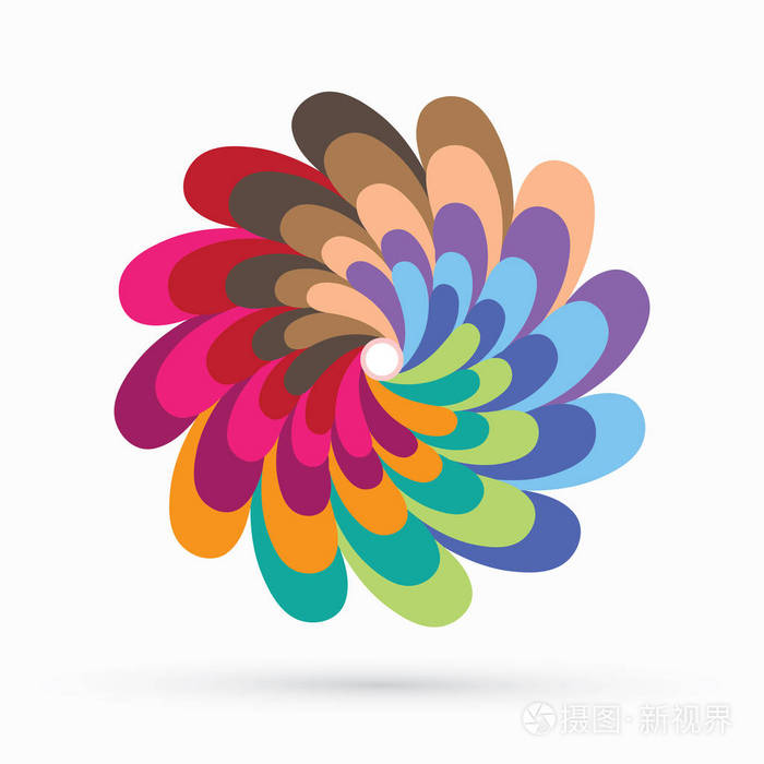彩虹风扇旋转彩色符号抽象圆圈图形矢量