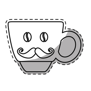小胡子图标的图咖啡杯子