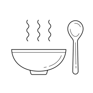 碗汤用勺子向量线图标