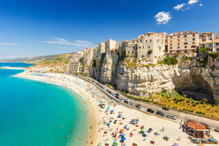 tropea 镇和海滩-卡拉布里亚, 意大利