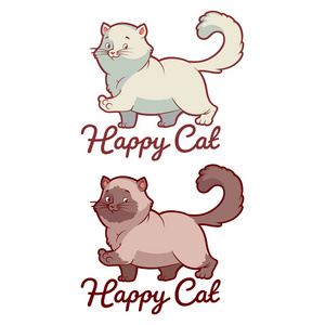 与快乐猫宠物店的标志模板