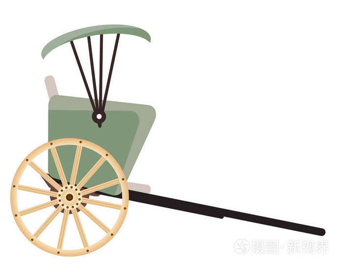 手拉人力车上白色背景矢量孤立