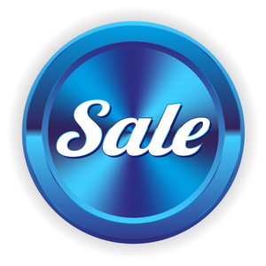 蓝色金属销售按钮照片