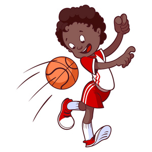 性格开朗的小孩玩躲避球.卡通矢量图照片