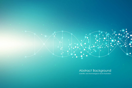 载体分子背景, 遗传和化合物。与点医学科技和科学概念相关的抽象线