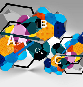 3d 六角几何组成, 几何数字抽象背景