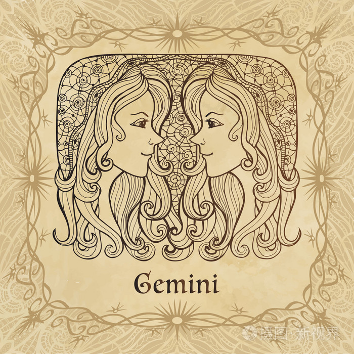 十二宫杀手签署双子星座插画 正版商用图片0g1hoc 摄图新视界