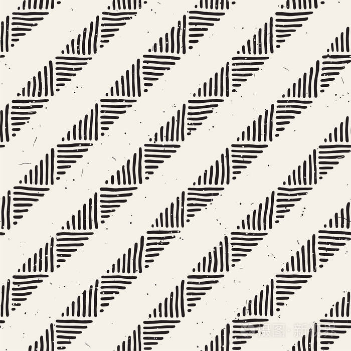 无缝几何涂鸦线图案黑白相间.adstract 手工画复古纹理