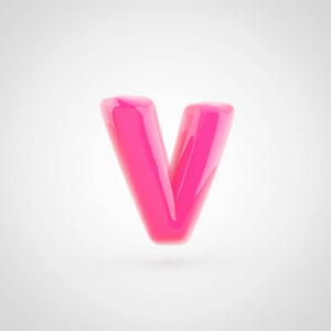 粉红色字母 V 小写填充在白色背景上的软光隔离