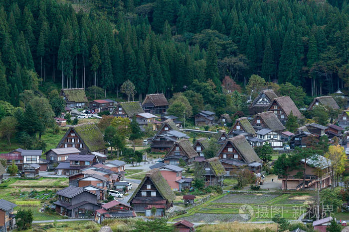 在日本的传统白川乡村庄。