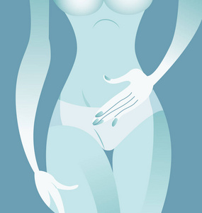女人的胃，月经期的女人，矢量图符号