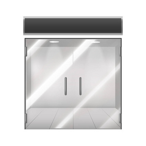 现实的详细的 3d 玻璃透明门.矢量照片