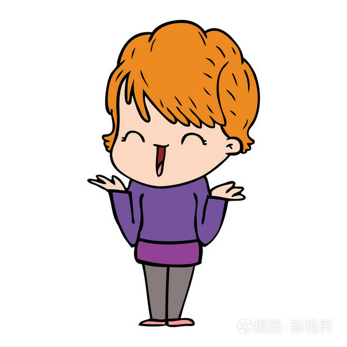 卡通笑女的矢量插图