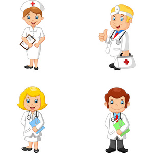 卡通医生和护士