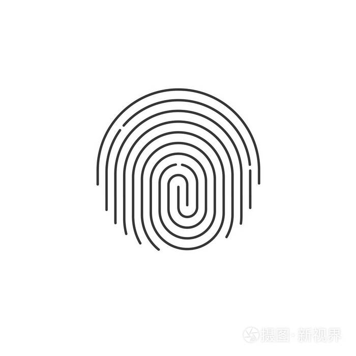 指纹图标矢量,圆状指纹分离