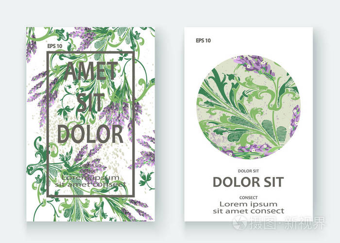薰衣草花纹封面设计.手绘创意花