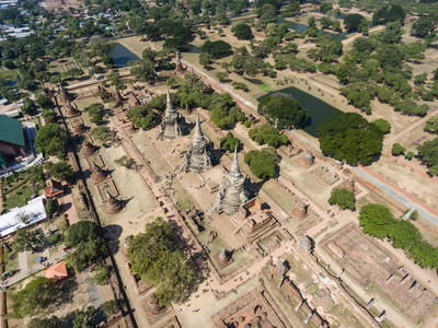 空中射击的泰国大城府历史公园图片