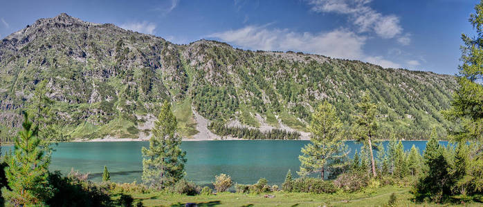 风景与美丽的山湖。全景