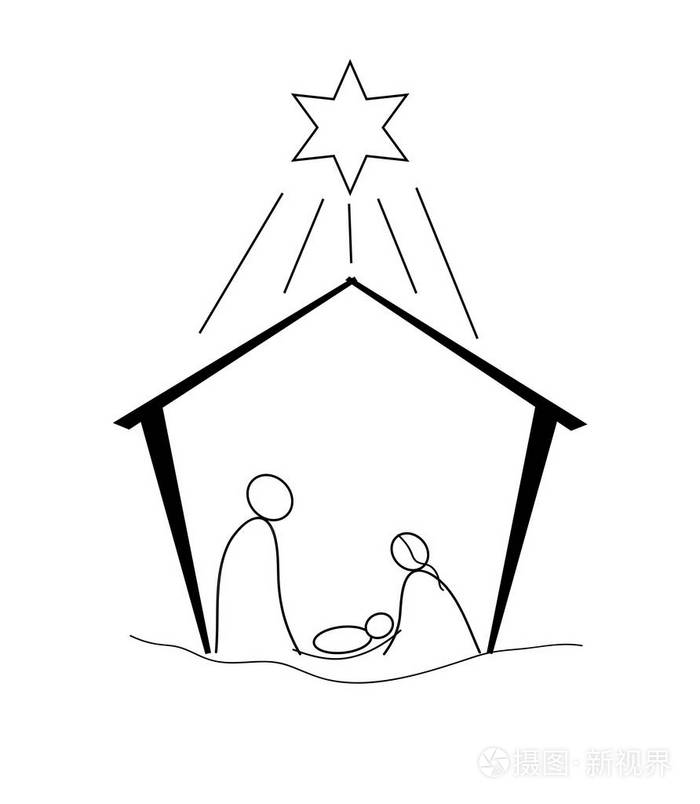 孤立的黑色剪影诞生场景插画-正版商用图片0g2a51-摄图新视界