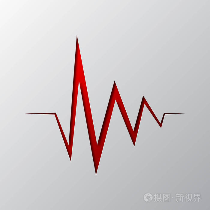 红色心跳符号的纸艺术.矢量插图