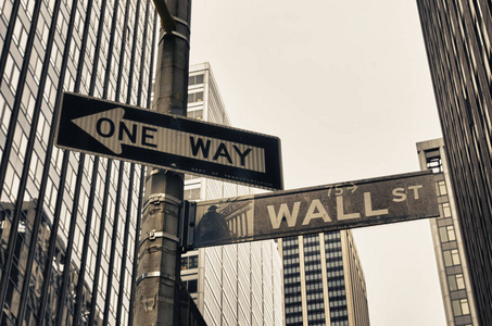 美国金融街华尔街的金融街标志照片
