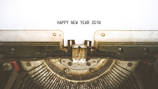 打字机和一个字快乐新的一年 2016年空空白的纸