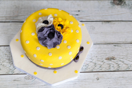 黄色生日蛋糕与海葵